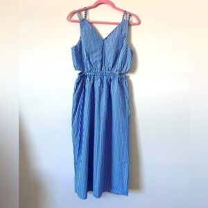 Vera Moda Blue/White Stripes Sleeveless Side cut Cotton/Poly Blend Dress M